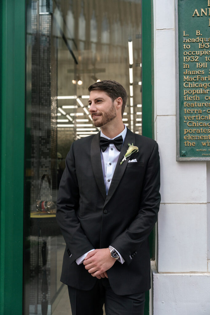 Stylish Detroit groom portrait