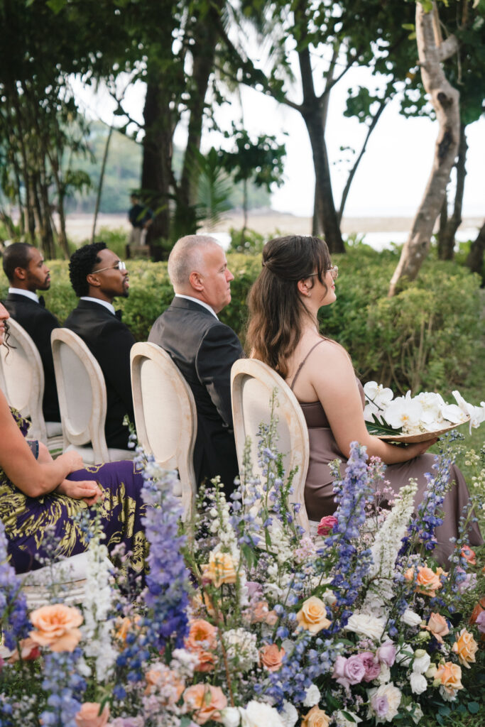 seated guests at intimate Thailand destination wedding