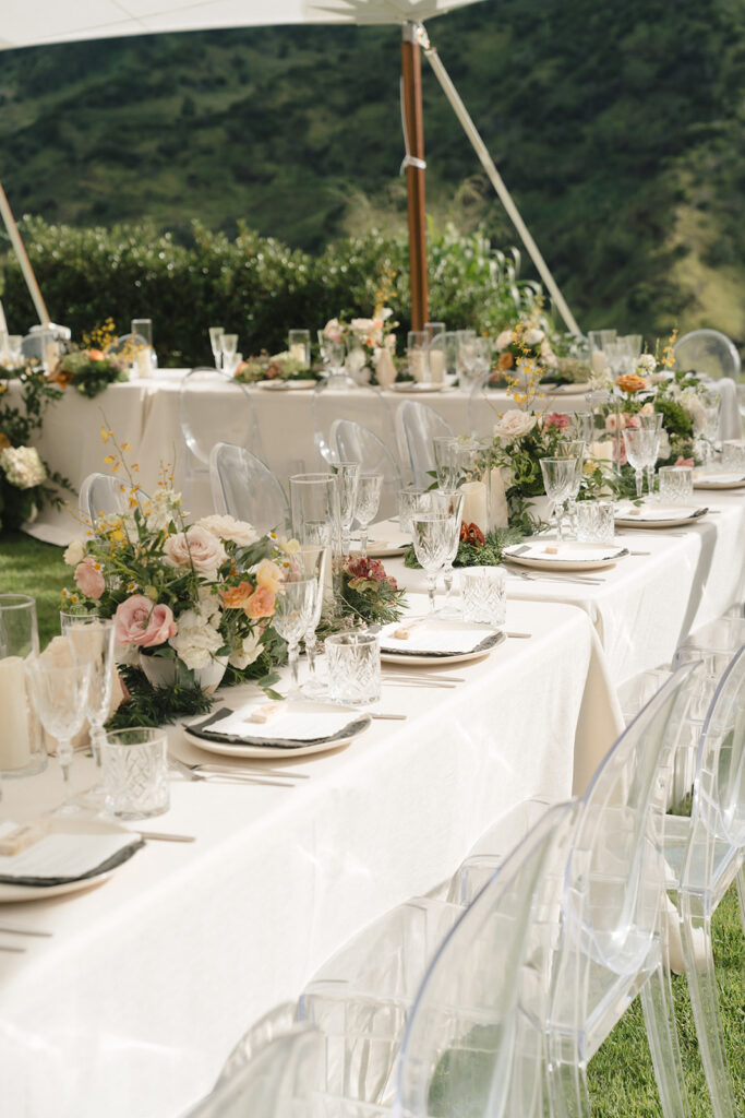 Tablescape for Oahu wedding reception