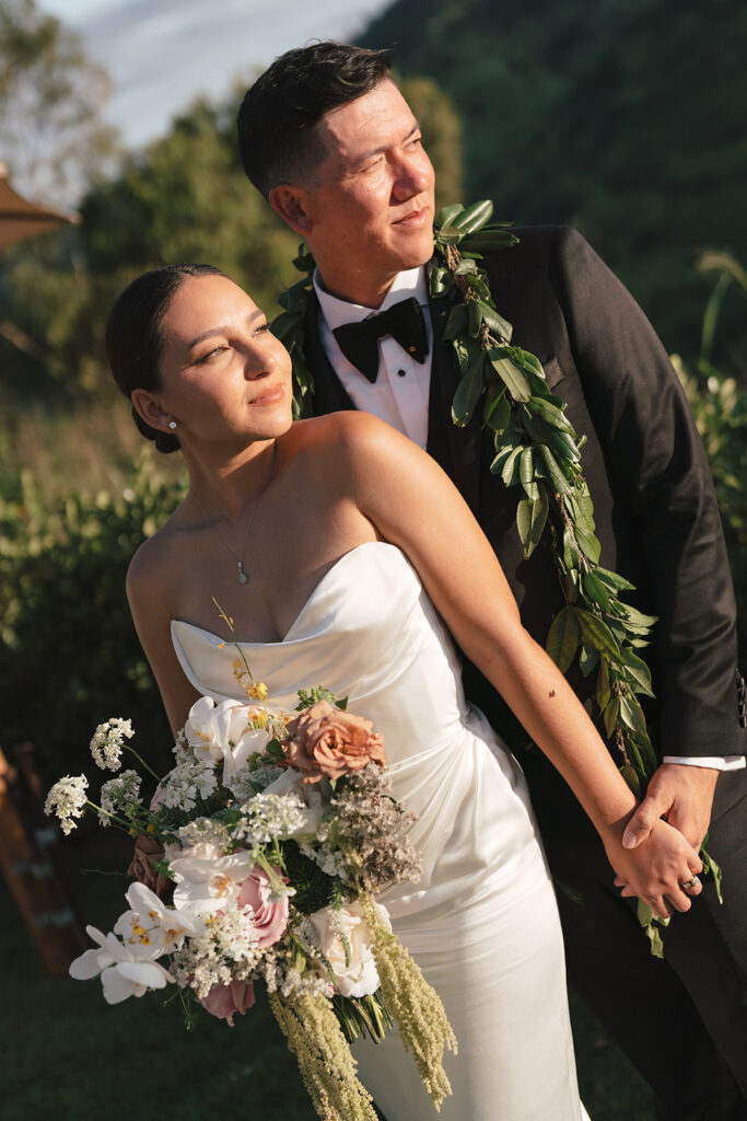 Oahu bridal portrait during sunset