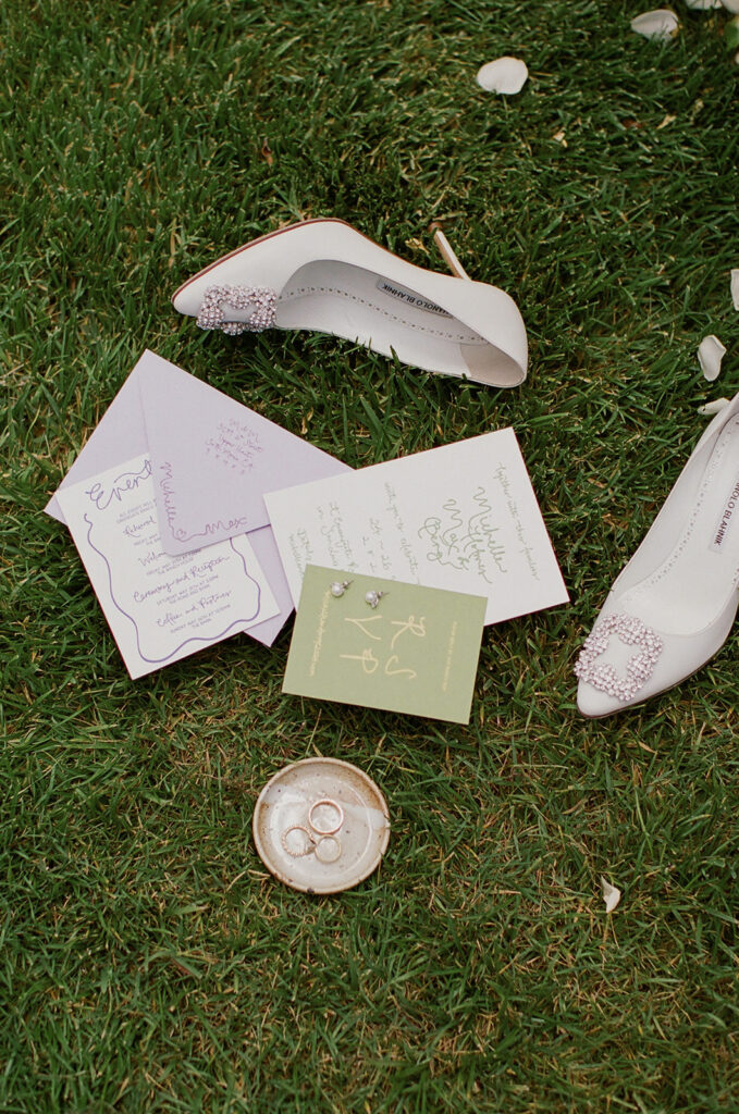 Bridal details on green grass