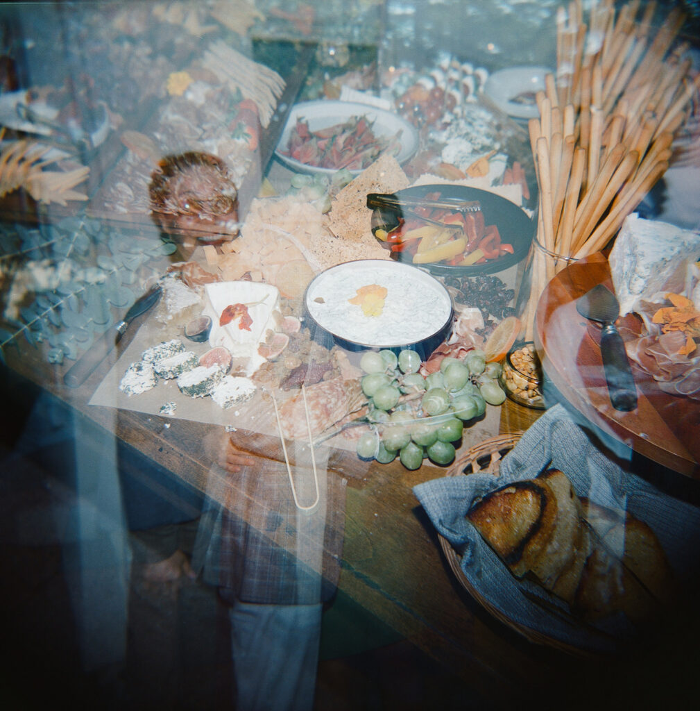 Artistic image of charcuterie at elevated Sonoma, CA, wedding welcome dinner