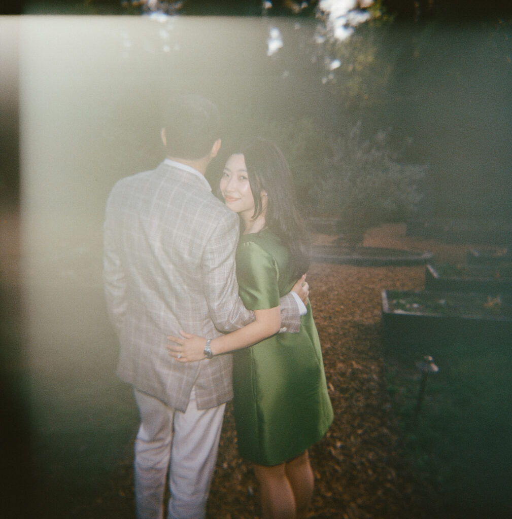 Bride and groom at their elevated Sonoma, CA, wedding welcome dinner