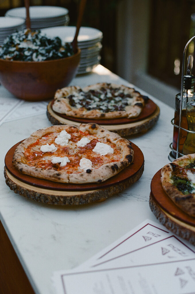 Pizza prepared for rehearsal dinner at the Stavrand Hotel